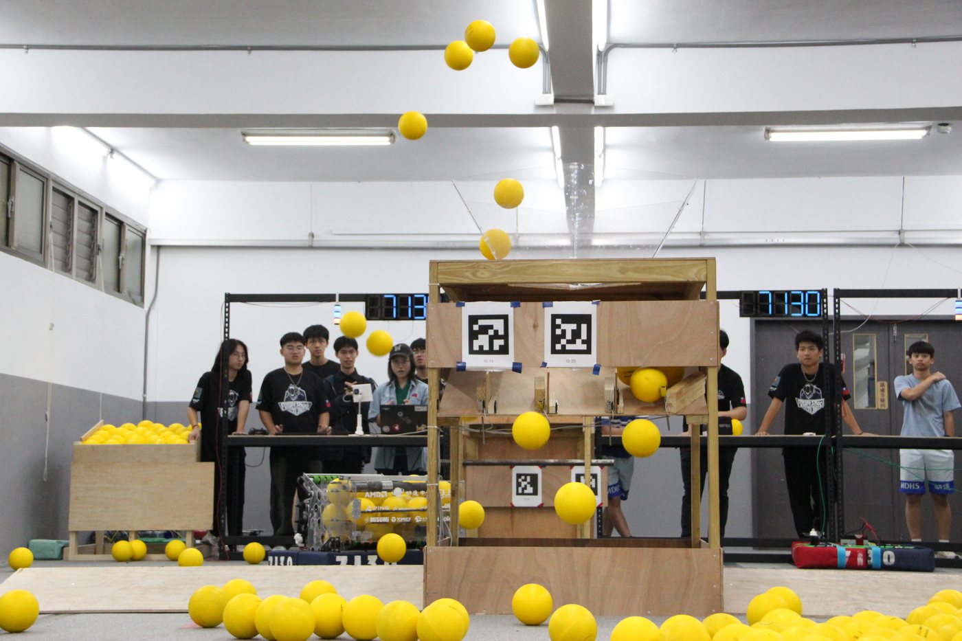 The 2026 robot scoring FUEL on the practice field